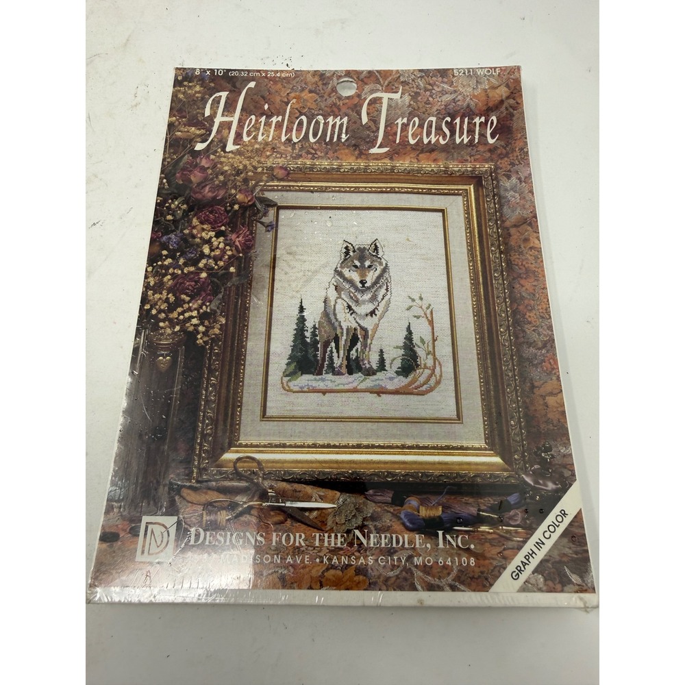 Vintage Designs for the Needle Heirloom Treasure Wolf Cross Stitch Kit 5211 1992